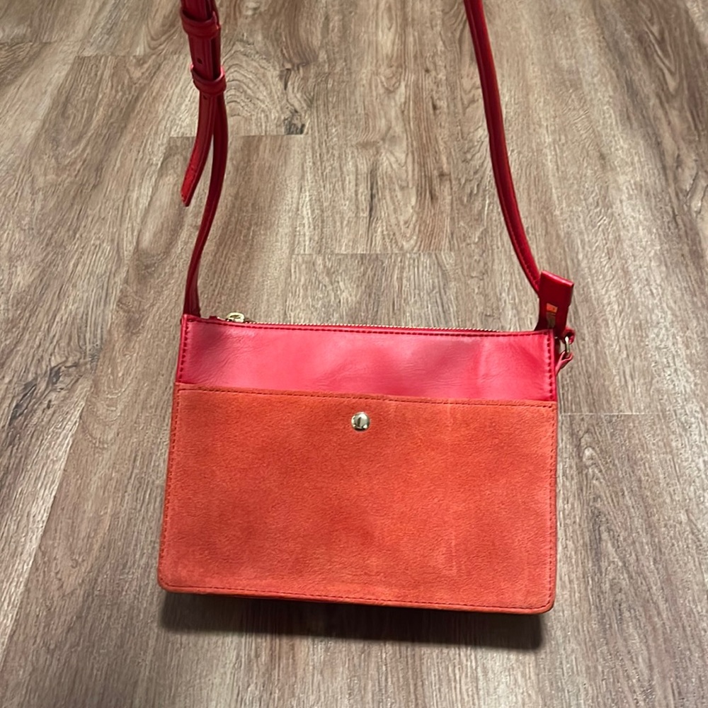 Talbots Red Leather and Suede Crossbody Bag